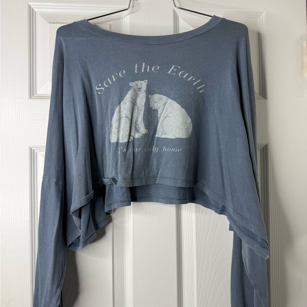 American Eagle Outfitters Gray Graphic Crop Top